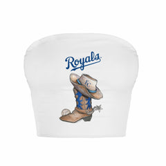 Kansas City Royals Tiny Turnip Women's Cowboy Boot Crop Tube Top White