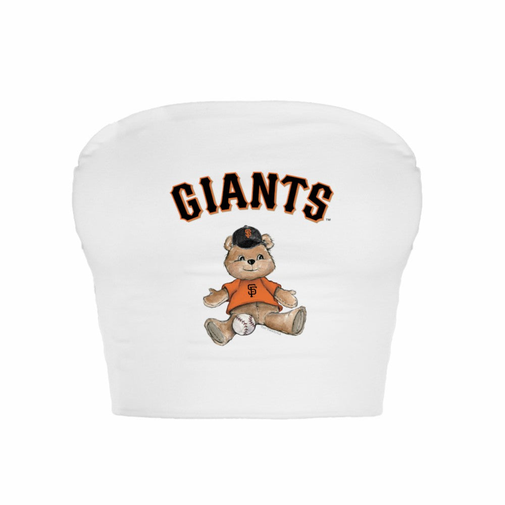 San Francisco Giants Tiny Turnip Women's Teddy Bear Crop Tube Top White