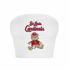 St. Louis Cardinals Tiny Turnip Women's Teddy Bear Crop Tube Top White