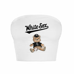 Chicago White Sox Tiny Turnip Women's Teddy Bear Crop Tube Top White