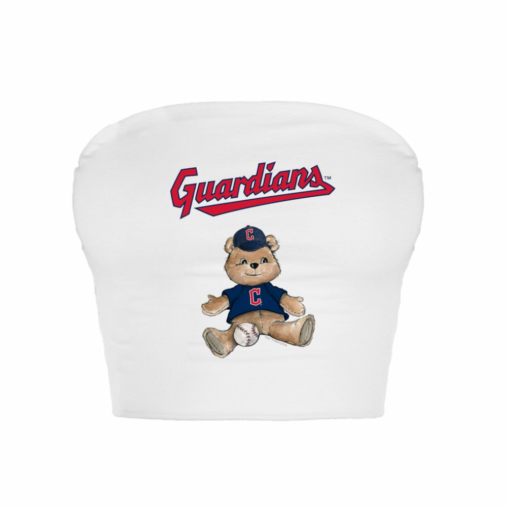 Cleveland Guardians Tiny Turnip Women's Teddy Bear Crop Tube Top White
