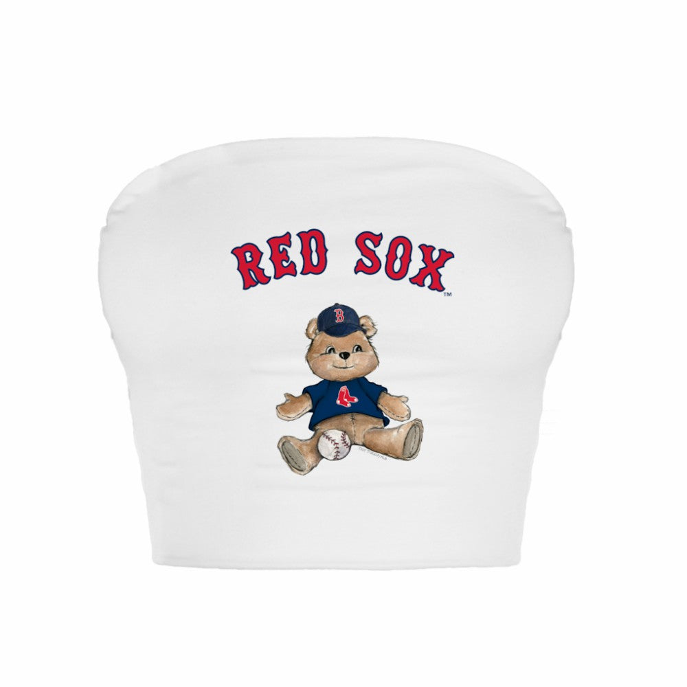 Boston Red Sox Tiny Turnip Women's Teddy Bear Crop Tube Top White