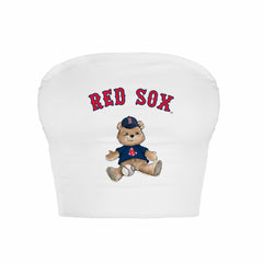 Boston Red Sox Tiny Turnip Women's Teddy Bear Crop Tube Top White