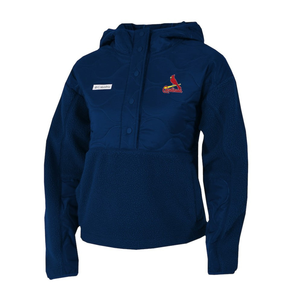 St. Louis Cardinals Women's Cloud Point Hooded Fleece Half-Snap Pullover Jacket Navy | Columbia