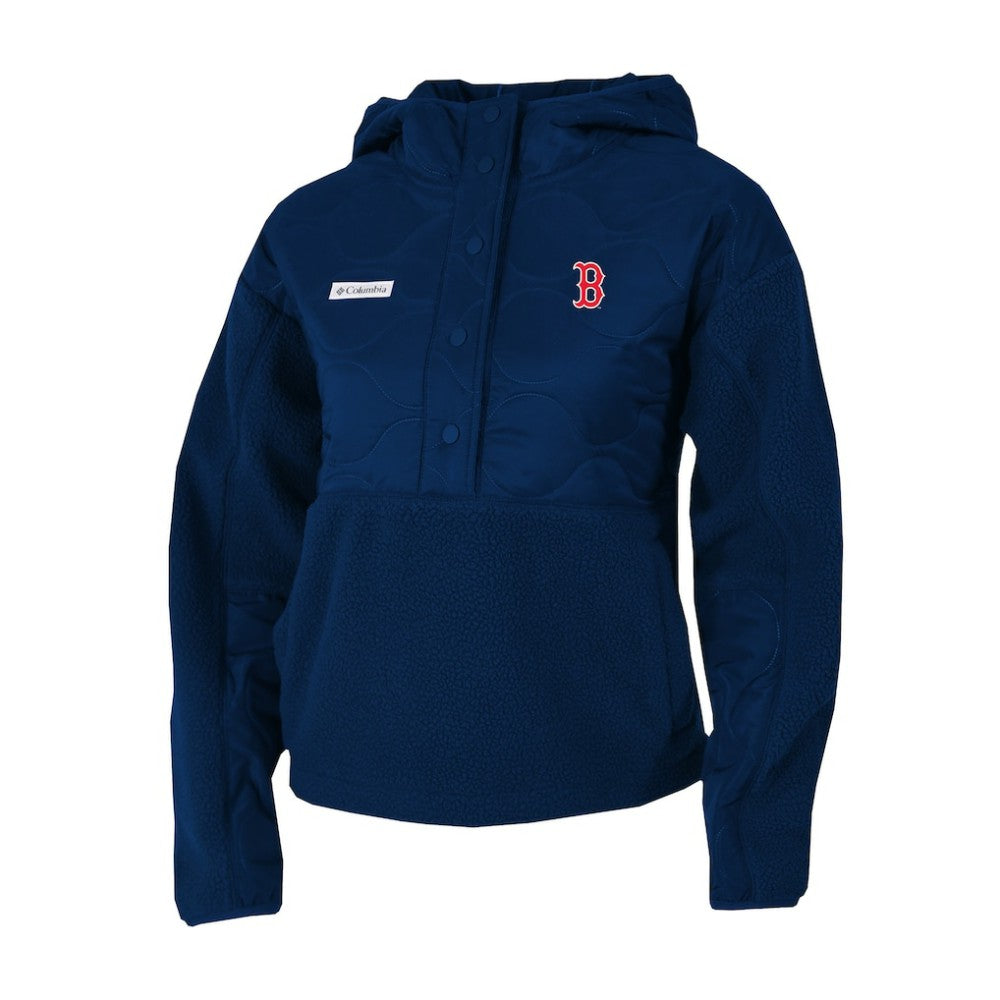 Boston Red Sox Women's Cloud Point Hooded Fleece Half-Snap Pullover Jacket Navy | Columbia