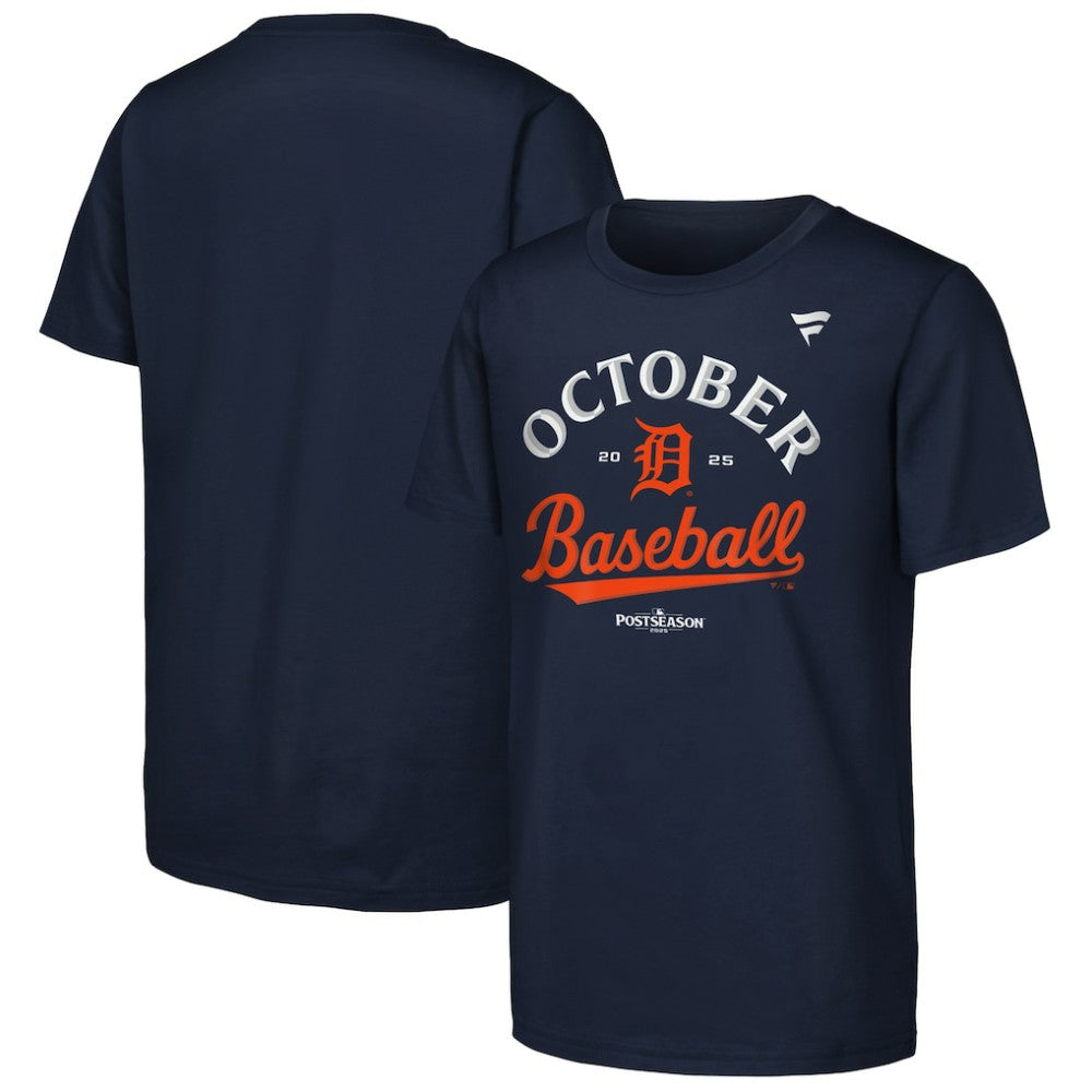 Detroit Tigers Youth 2025 MLB Postseason Locker Room T-Shirt Navy