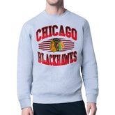Chicago Blackhawks Starter Team Grit Graphic Fleece Pullover Sweatshirt Gray