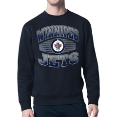 Winnipeg Jets Starter Team Grit Graphic Fleece Pullover Sweatshirt Navy