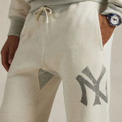 Yankees Polo Ralph Lauren Vintage Fleece Sweatpants Cream