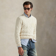 New York Yankees Polo Ralph Lauren Wool-Alpaca Sweater Cream