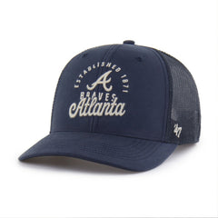 Atlanta Braves Pitstop Trucker Adjustable Hat Navy | 47 brand