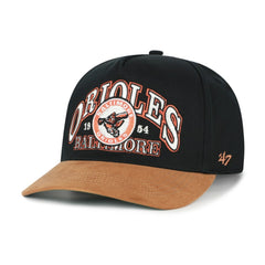 Baltimore Orioles Cooperstown Break Wood Suede Hitch Adjustable Hat Black/Brown | 47 brand