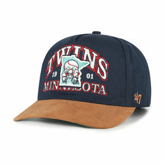 Minnesota Twins Cooperstown Break Wood Suede Hitch Adjustable Hat Navy/Brown | 47 brand