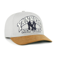 New York Yankees Cooperstown Break Wood Suede Hitch Adjustable Hat Gray/Brown | 47 brand