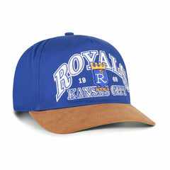 Kansas City Royals Cooperstown Break Wood Suede Hitch Adjustable Hat Royal/Brown | 47 brand