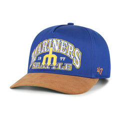 Seattle Mariners Cooperstown Break Wood Suede Hitch Adjustable Hat Royal/Brown | 47 brand