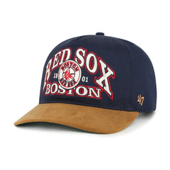 Boston Red Sox Cooperstown Break Wood Suede Hitch Adjustable Hat Navy/Brown | 47 brand
