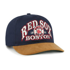 Boston Red Sox Cooperstown Break Wood Suede Hitch Adjustable Hat Navy/Brown | 47 brand