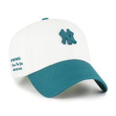 New York Yankees Contemporary Tonal Clean Up Adjustable Hat White/Teal | 47 brand