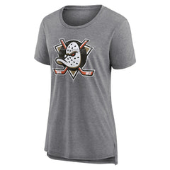 Anaheim Ducks Women's Heritage Custom Tri-Blend T-Shirt Gray