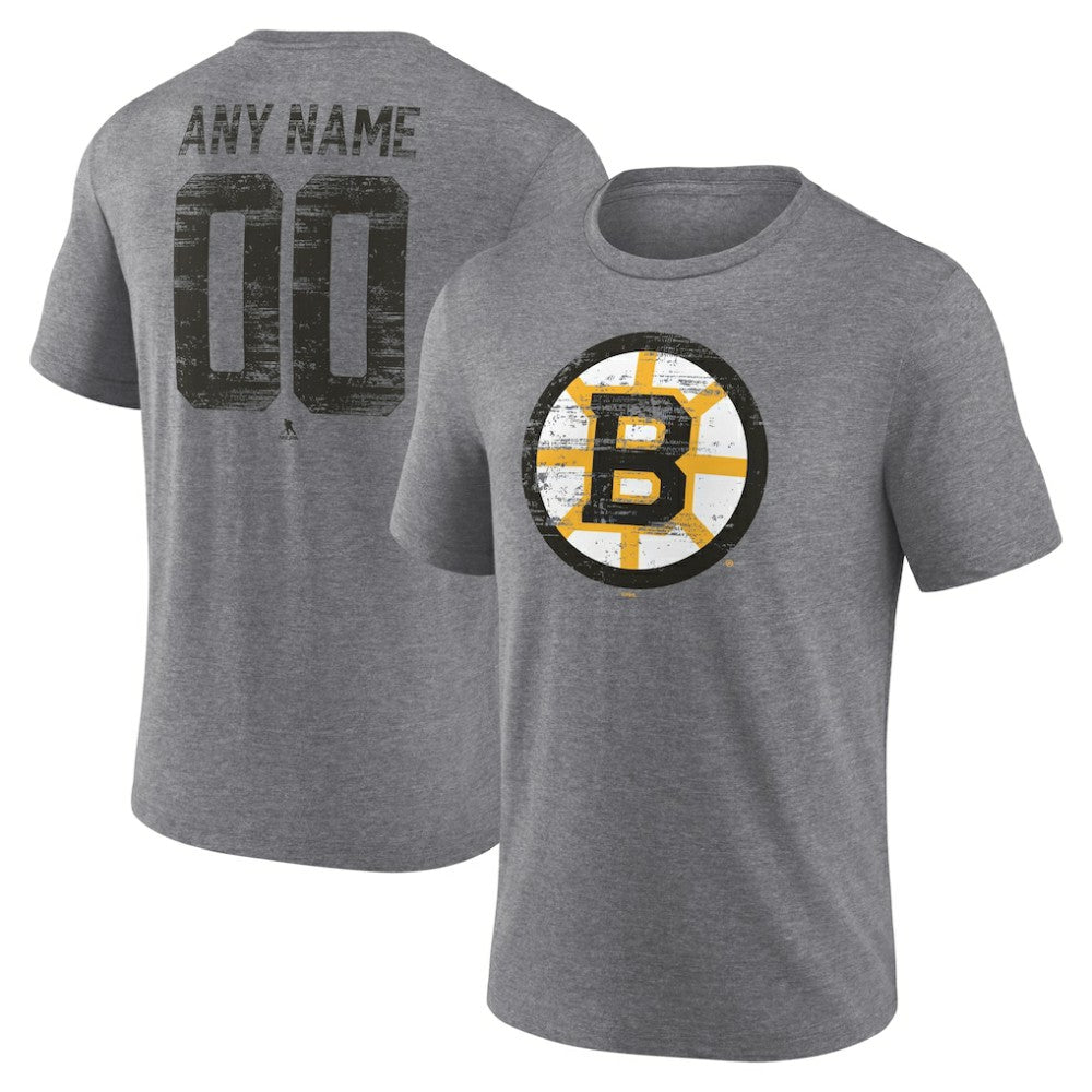 Boston Bruins Heritage Custom Tri-Blend T-Shirt Gray