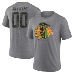 Chicago Blackhawks Heritage Custom Tri-Blend T-Shirt Gray