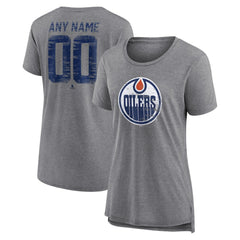 Edmonton Oilers Women's Heritage Custom Tri-Blend T-Shirt Gray