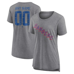 New York Rangers Women's Heritage Custom Tri-Blend T-Shirt Gray