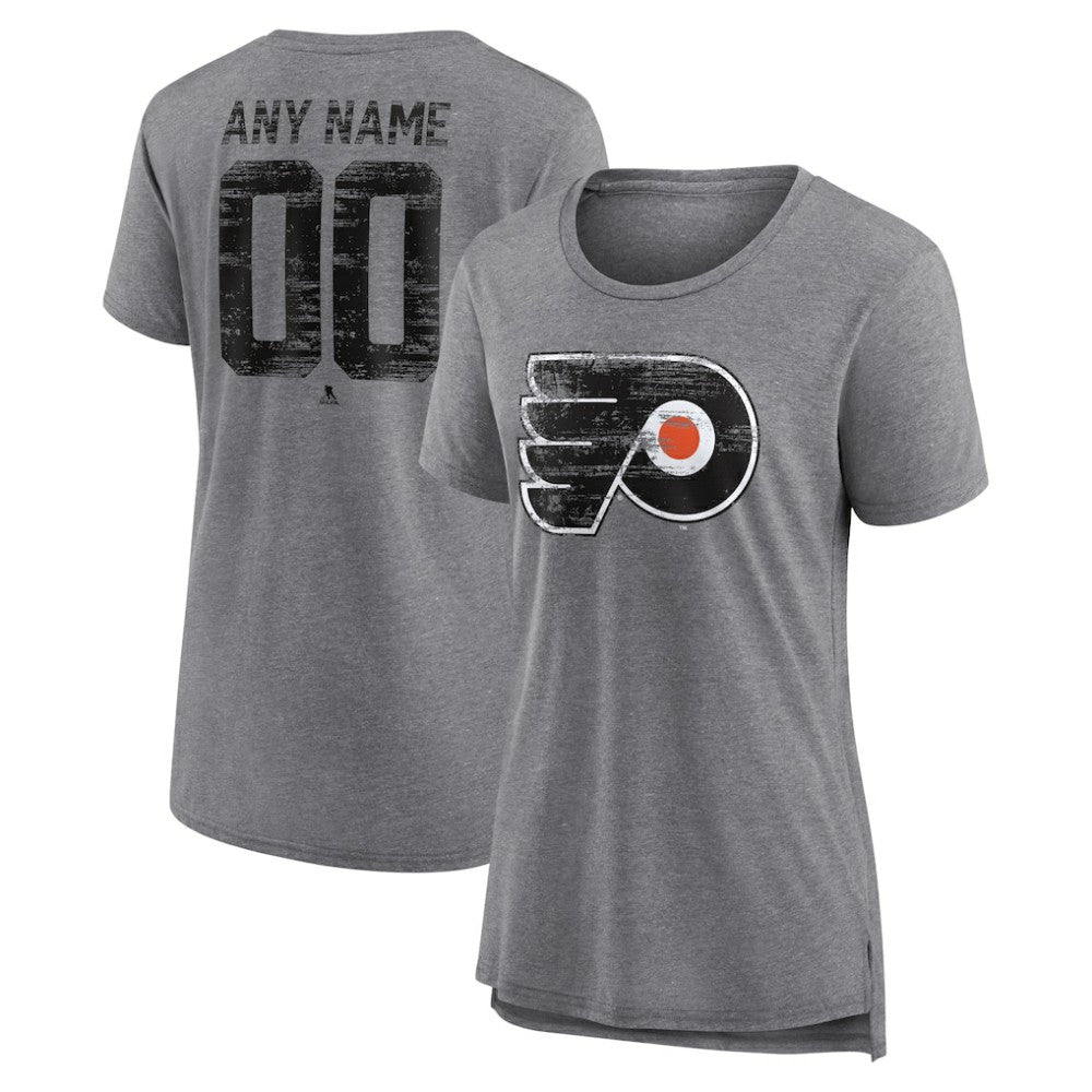 Philadelphia Flyers Women's Heritage Custom Tri-Blend T-Shirt Gray
