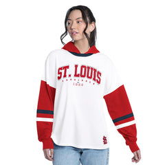 St. Louis Cardinals G-III 4Her by Carl Banks Women's Key Player Oversized Hooded Long Sleeve T-Shirt White/Red