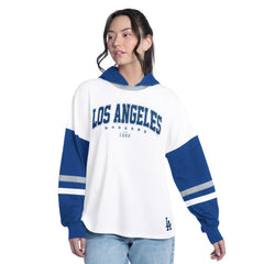 Los Angeles Dodgers G-III 4Her by Carl Banks Women's Key Player Oversized Hooded Long Sleeve T-Shirt White/Royal