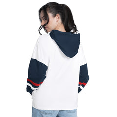 Atlanta Braves G-III 4Her by Carl Banks Women's Key Player Oversized Hooded Long Sleeve T-Shirt White/Navy
