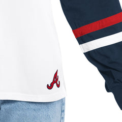 Atlanta Braves G-III 4Her by Carl Banks Women's Key Player Oversized Hooded Long Sleeve T-Shirt White/Navy