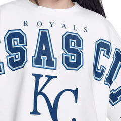 Kansas City Royals G-III 4Her by Carl Banks Women's Bleachers Cropped Pullover Sweatshirt White