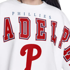 Philadelphia Phillies G-III 4Her by Carl Banks Women's Bleachers Cropped Pullover Sweatshirt White
