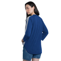 Los Angeles Dodgers G-III 4Her by Carl Banks Women's Speed Training 3/4-Sleeve Rhinestone V-Neck T-Shirt Royal/Heather Royal