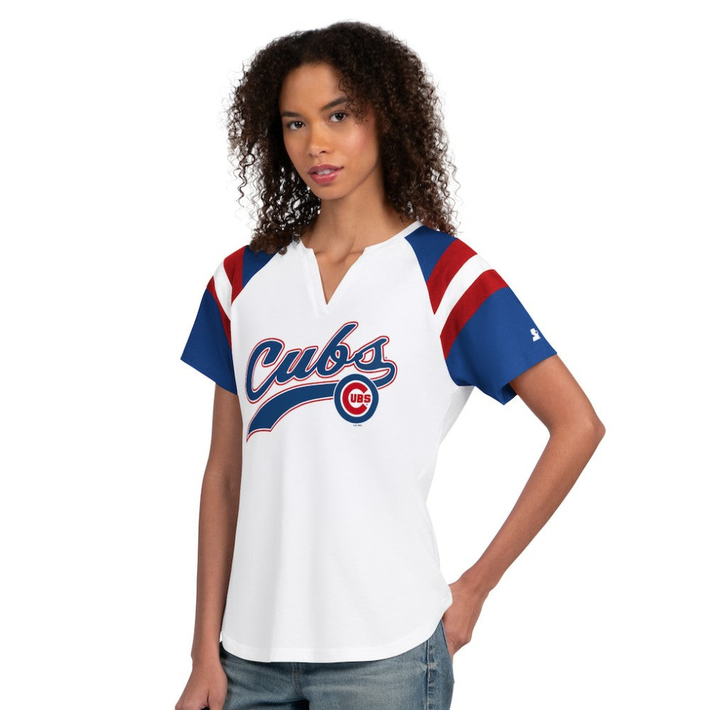 Chicago Cubs Starter Women's Game On Notch Neck T-Shirt White