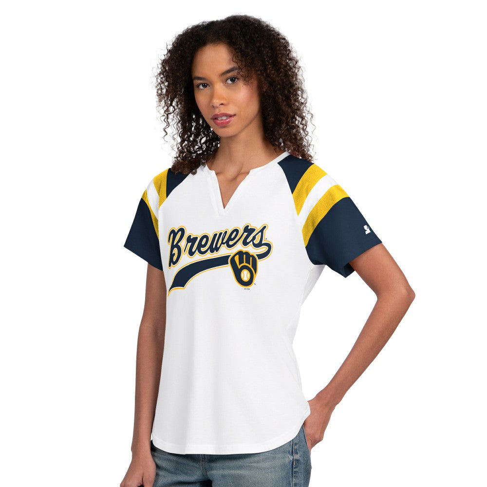 Milwaukee Brewers Starter Women's Game On Notch Neck T-Shirt White