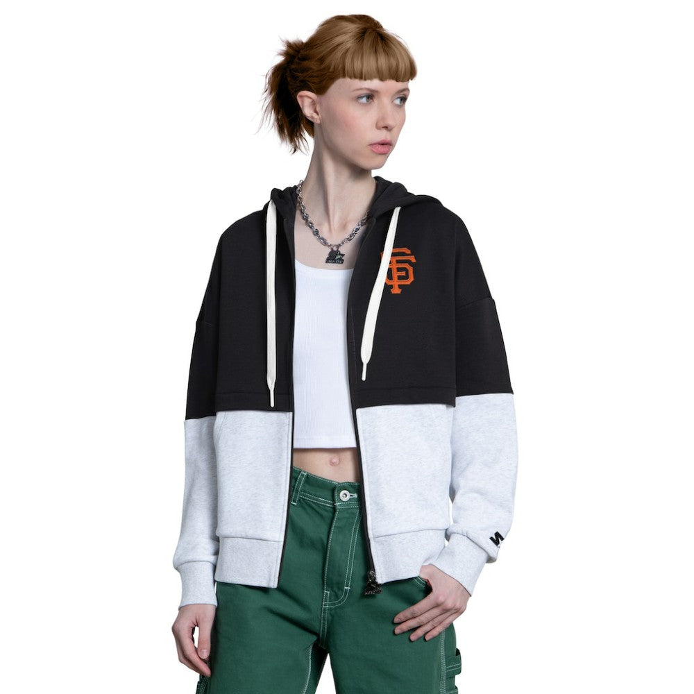 San Francisco Giants Starter Women's Wishbone Full-Zip Hoodie Black/Heather Gray