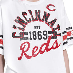 Cincinnati Reds Starter Women's Cropped Hurry Up Offense T-Shirt White