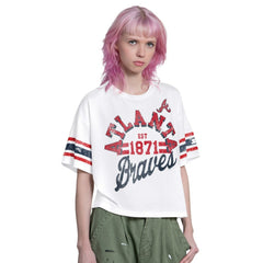 Atlanta Braves Starter Women's Cropped Hurry Up Offense T-Shirt White