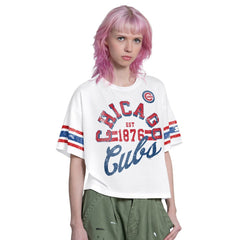 Chicago Cubs Starter Women's Cropped Hurry Up Offense T-Shirt White
