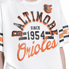 Baltimore Orioles Starter Women's Cropped Hurry Up Offense T-Shirt White