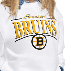 Boston Bruins Starter Women's Arch Stripe Fleece Sweatshirt White