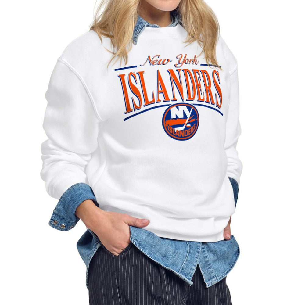 New York Islanders Starter Women's Arch Stripe Fleece Sweatshirt White
