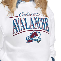 Colorado Avalanche Starter Women's Arch Stripe Fleece Sweatshirt White