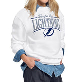Tampa Bay Lightning Starter Women's Arch Stripe Fleece Sweatshirt White