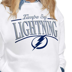 Tampa Bay Lightning Starter Women's Arch Stripe Fleece Sweatshirt White