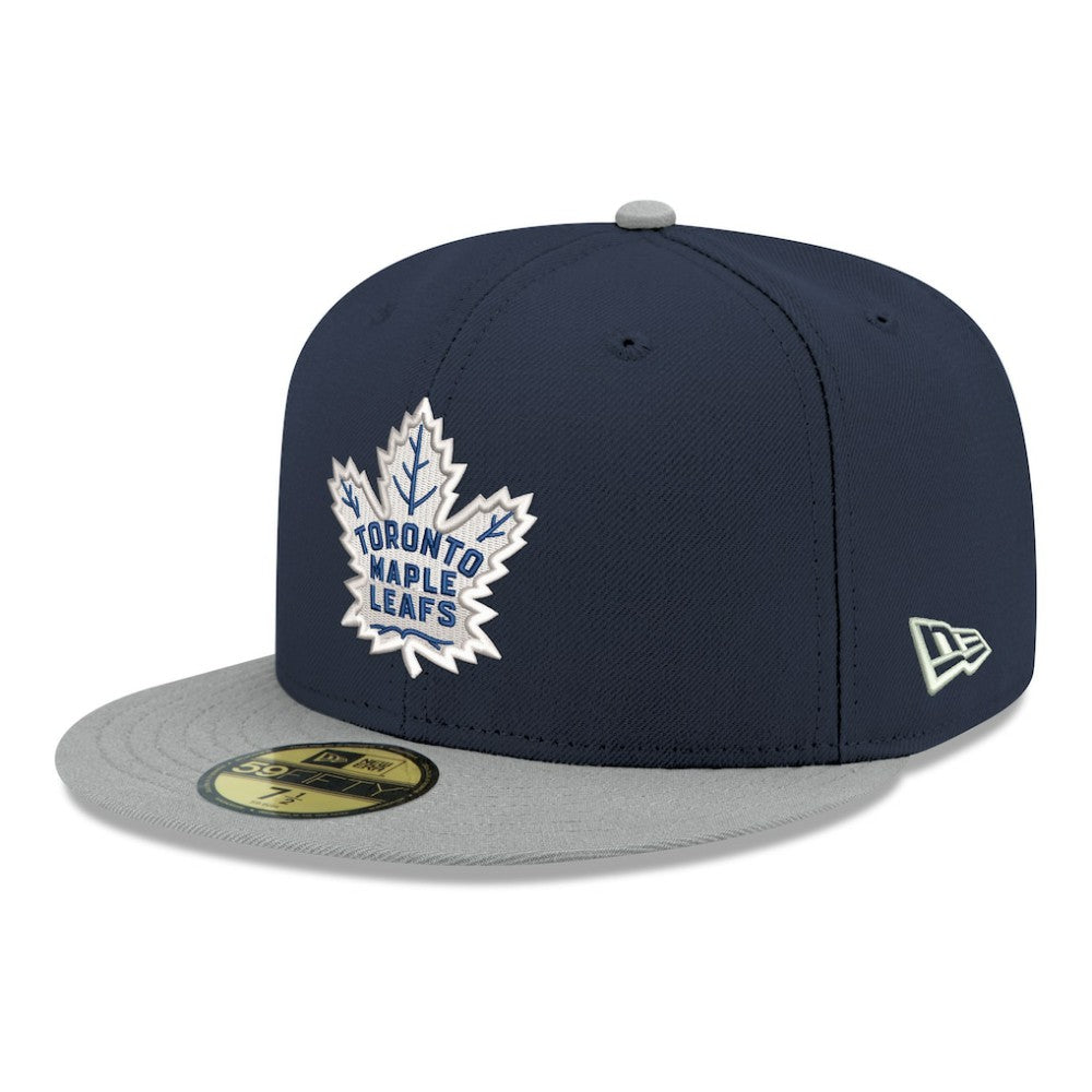 Toronto Maple Leafs New Era Core Logo Two-Tone 59FIFTY Fitted Hat Navy
