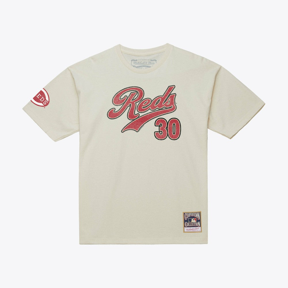 Ken Griffey Jr. Cincinnati Reds Cooperstown Collection Throwback Name & Number T-Shirt Cream | Mitchell & Ness